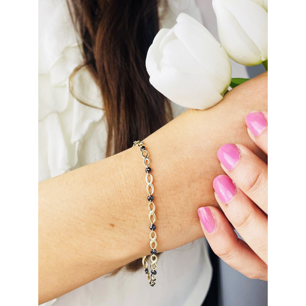 Infinity Damen Goldarmband Armband Armkette Gelbgold mit Onyx