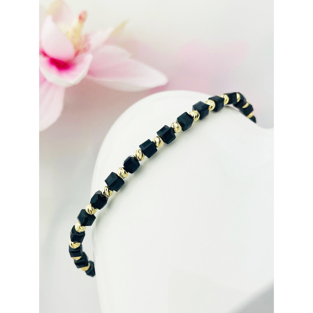 Armband Armkette String Armband goldenen Perlen und Onyx