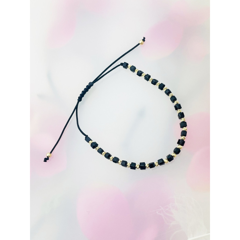 Armband Armkette String Armband goldenen Perlen und Onyx