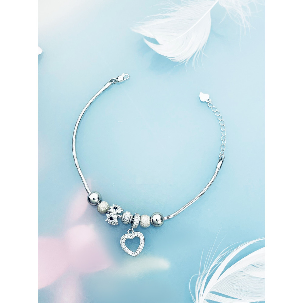 Herz Armband 925 Silber mit Zirkonia Damen