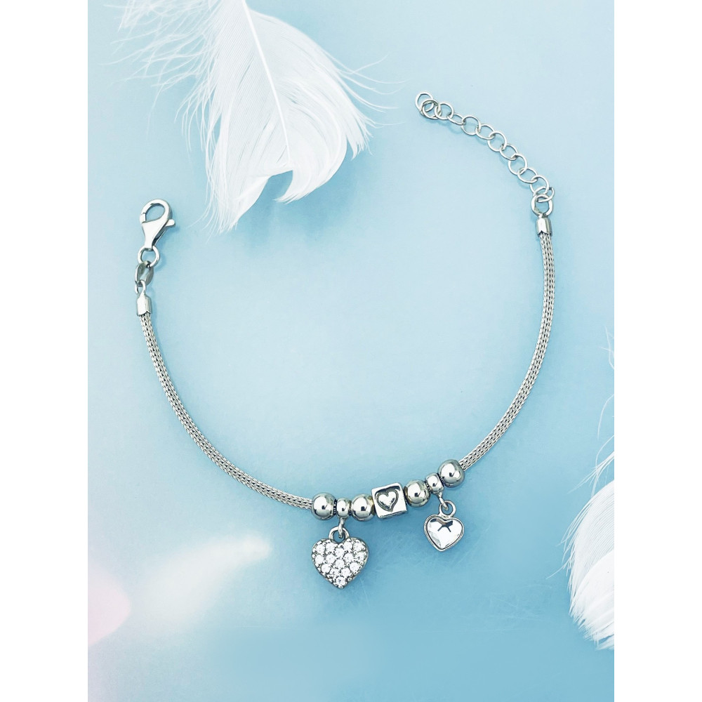 Herz Armband 925 Silber mit Zirkonia Damen