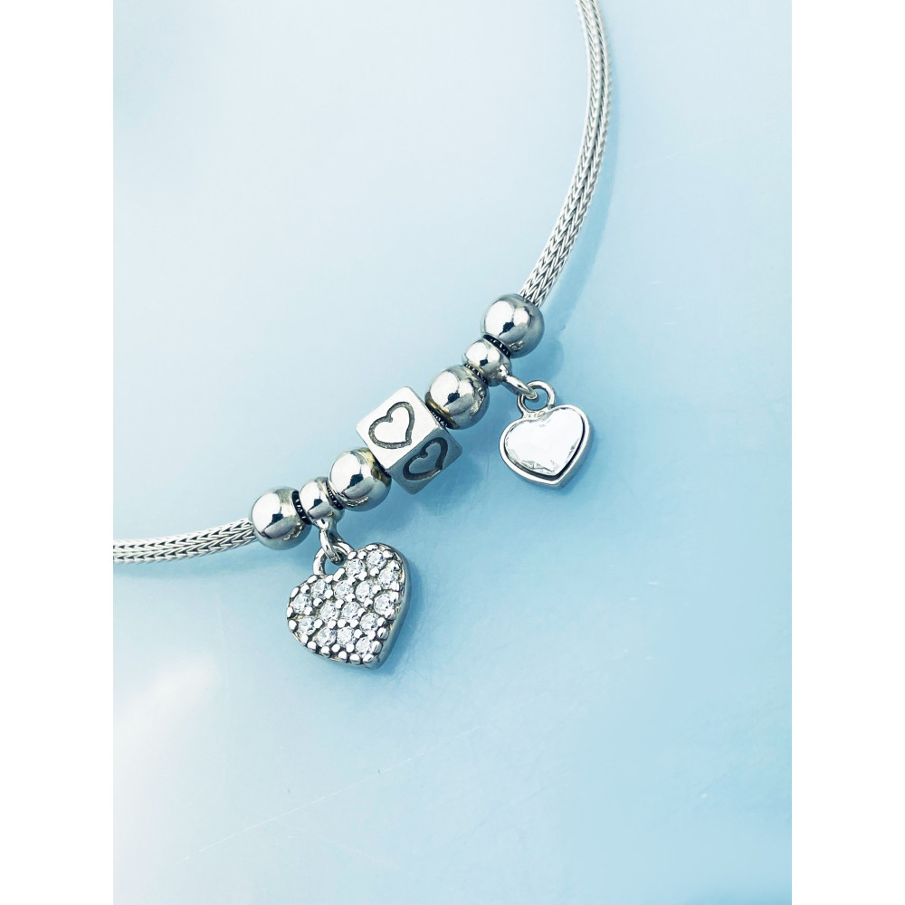 Herz Armband 925 Silber mit Zirkonia Damen