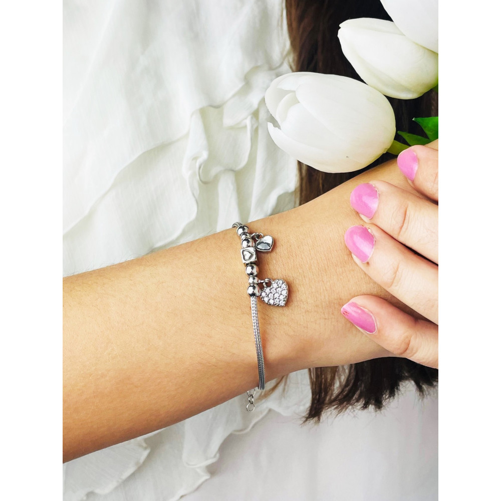 Herz Armband 925 Silber mit Zirkonia Damen