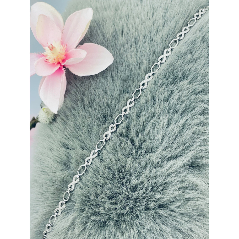 Srebrna bransoletka modułowa nieskończoność z cyrkoniami