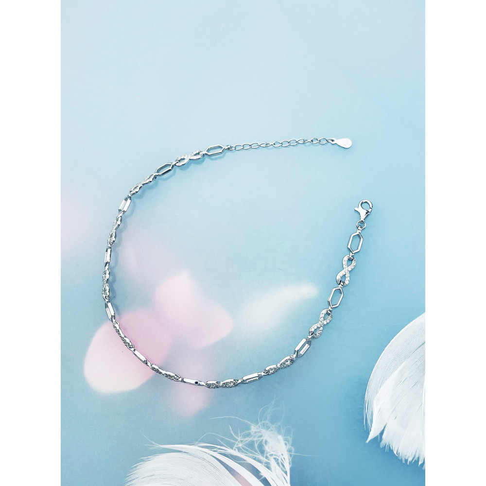 Infinity Armband 925 Silber mit Zirkonia Damen