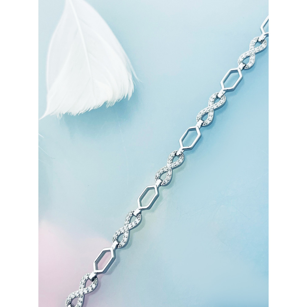 Infinity Armband 925 Silber mit Zirkonia Damen