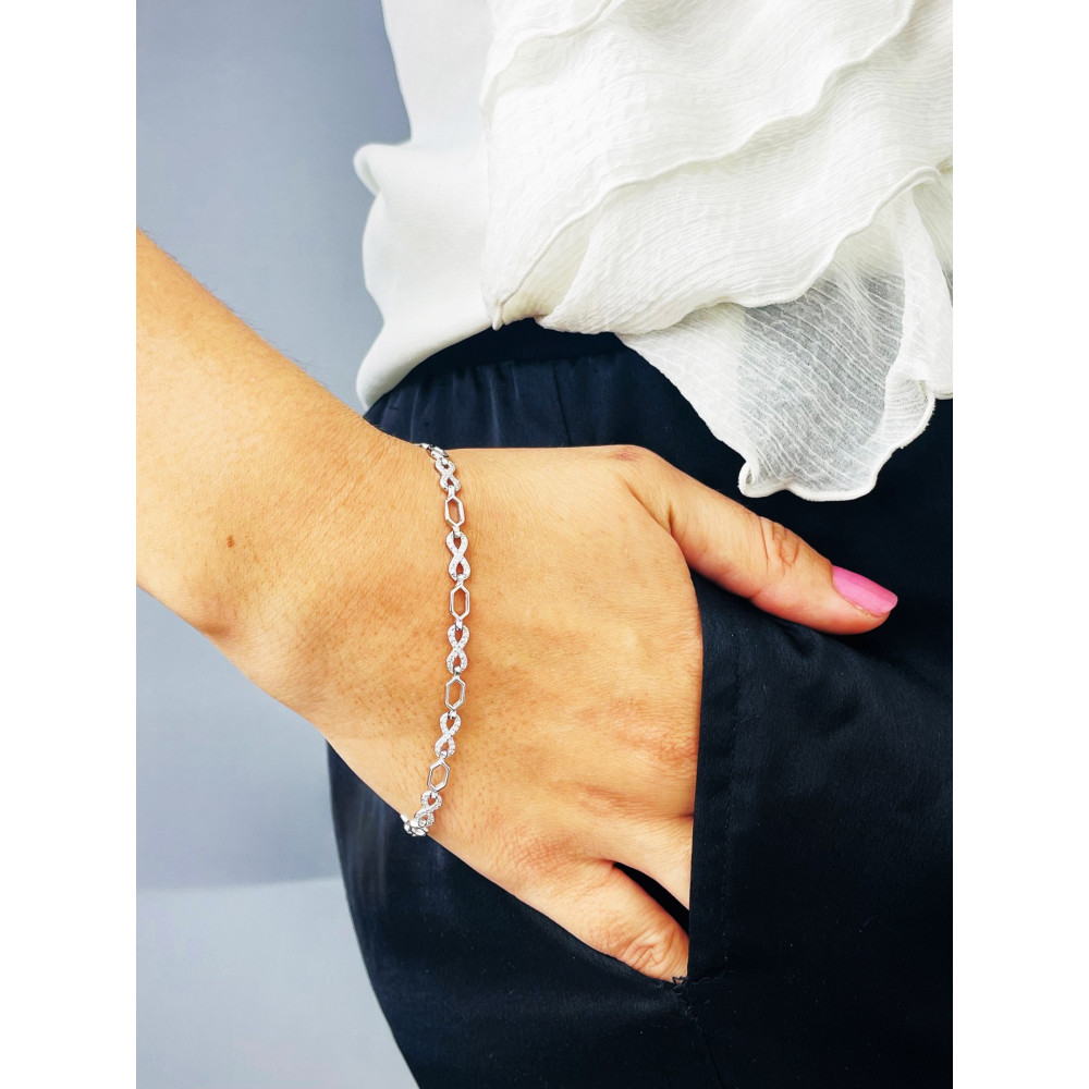 Infinity Armband 925 Silber mit Zirkonia Damen