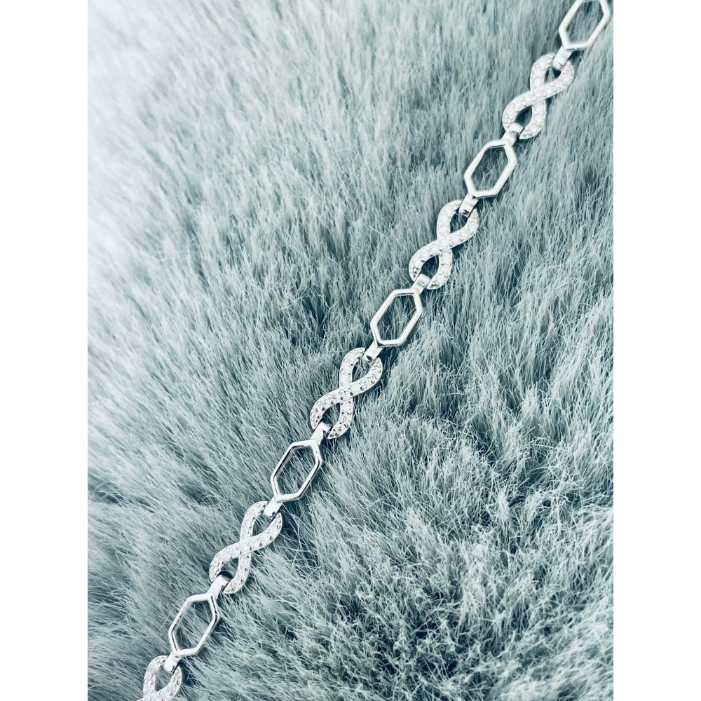 Infinity Armband 925 Silber mit Zirkonia Damen