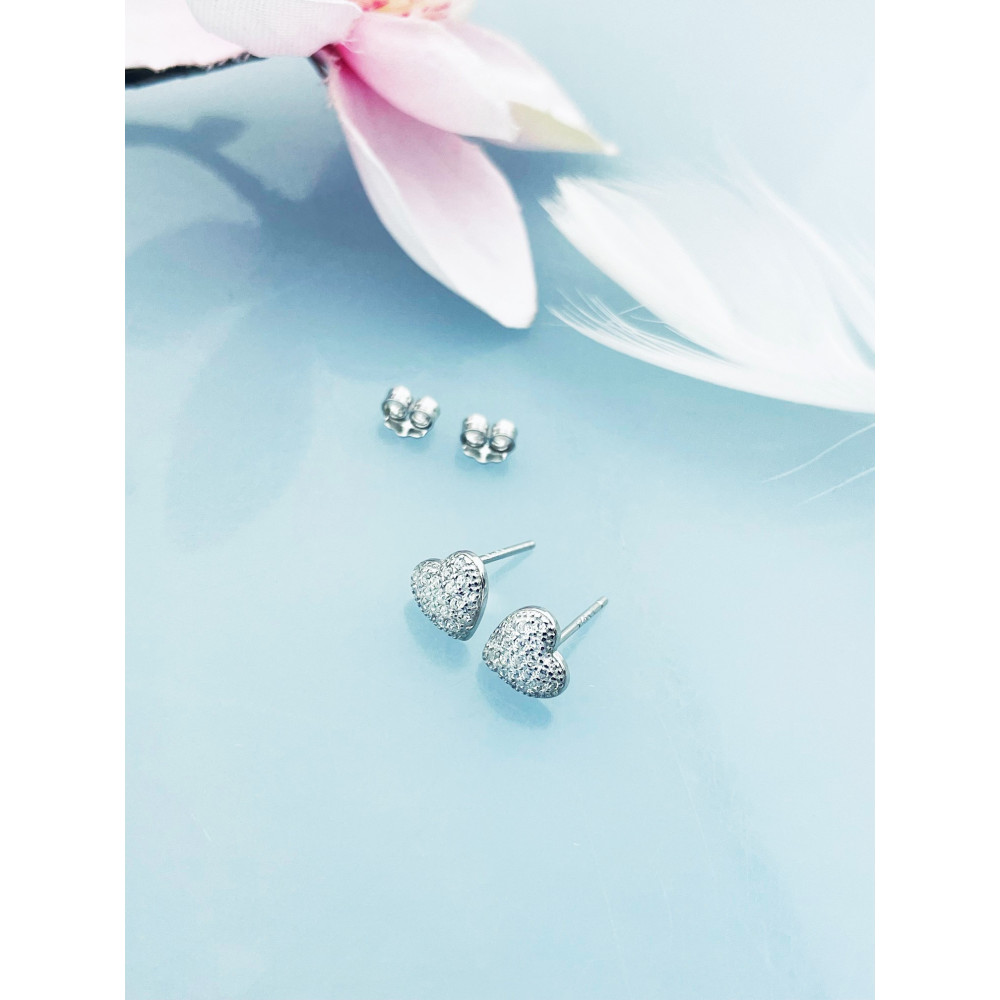 925 Silber Ohrringe mit Zirkonia Herz