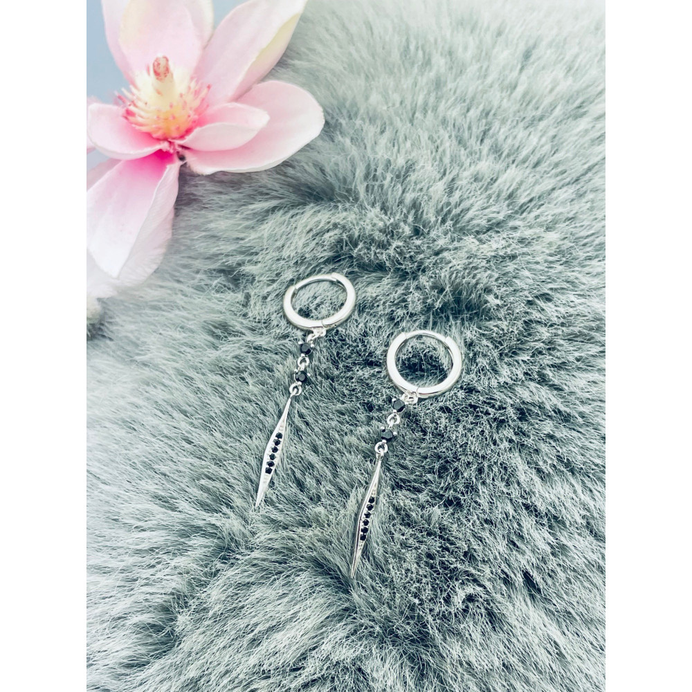 Kreis 925 Silber mit Onyx Ohrringe