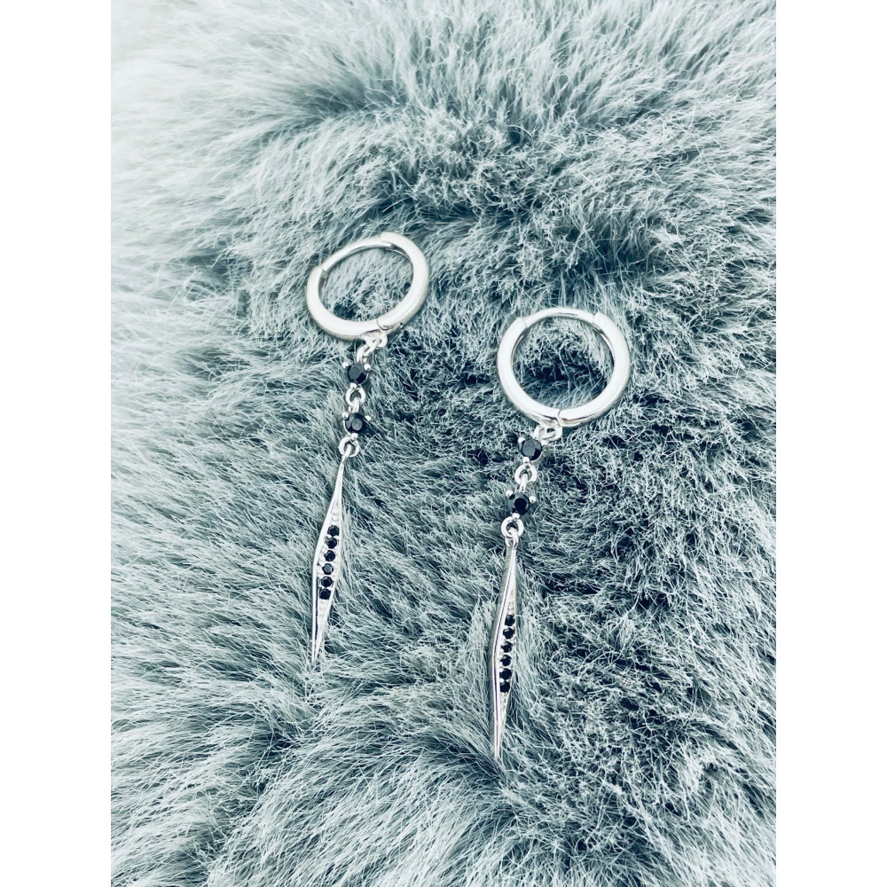 Kreis 925 Silber mit Onyx Ohrringe