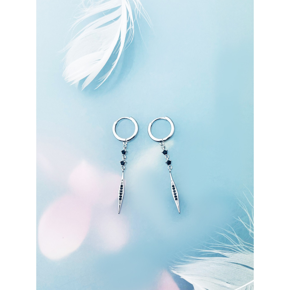 Kreis 925 Silber mit Onyx Ohrringe