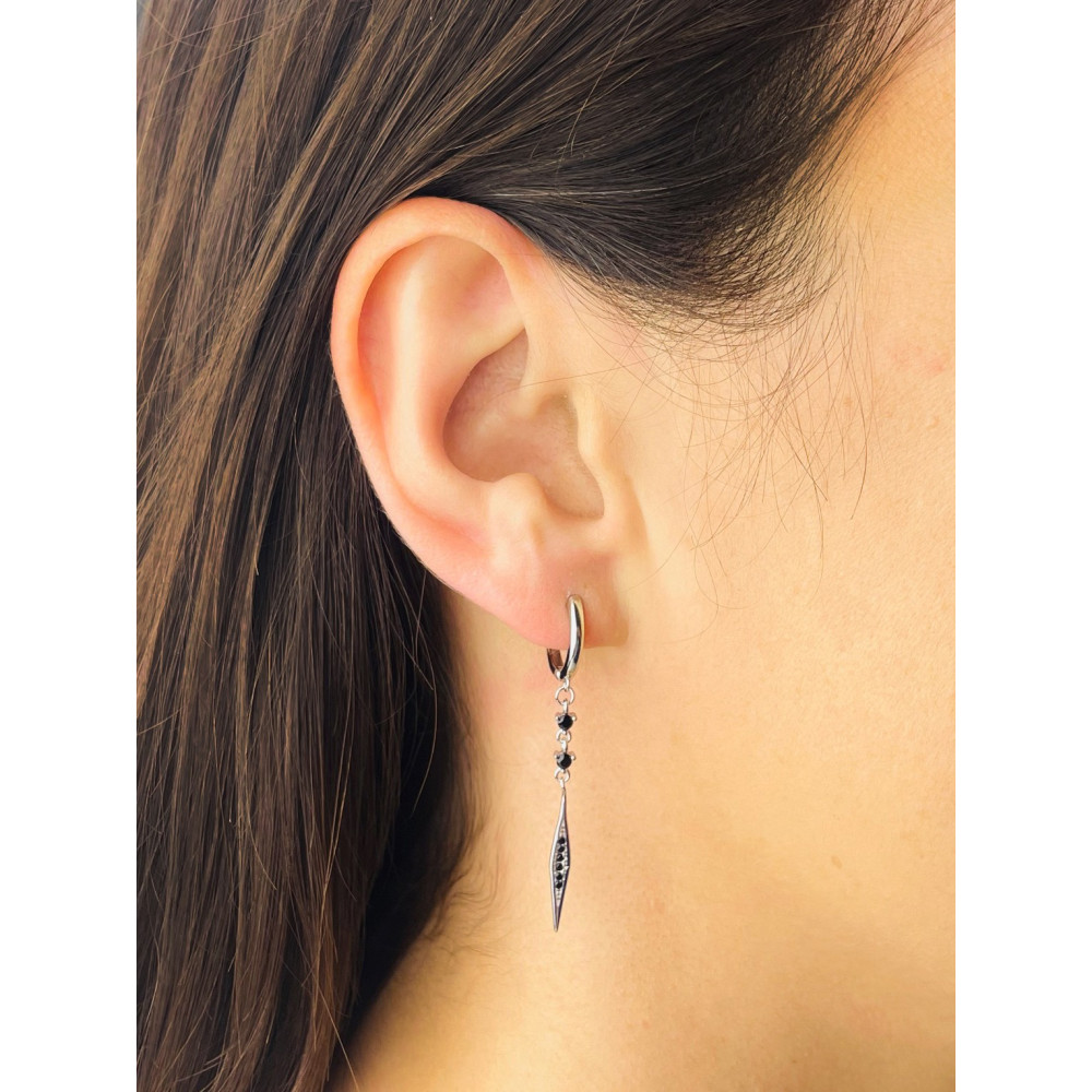 Kreis 925 Silber mit Onyx Ohrringe