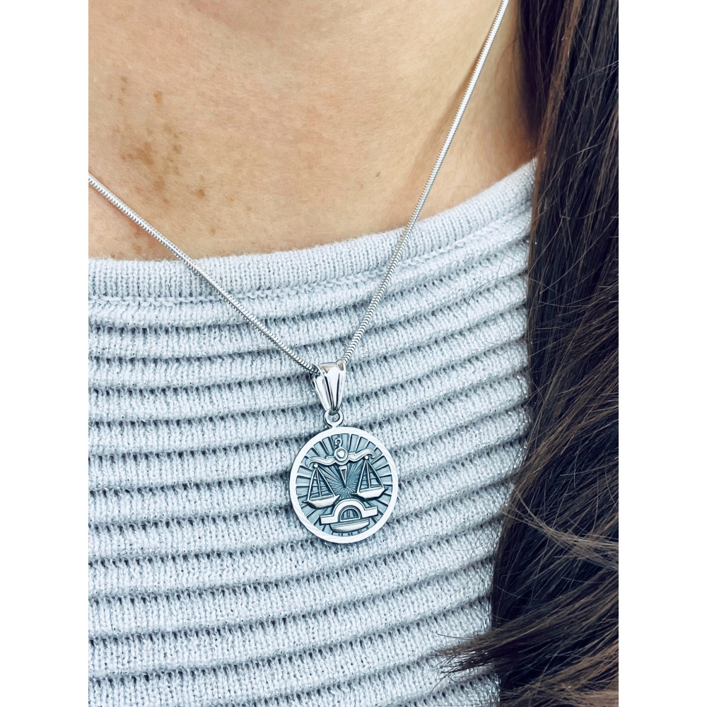 Srebrna zawieszka wisiorek znak zodiaku waga