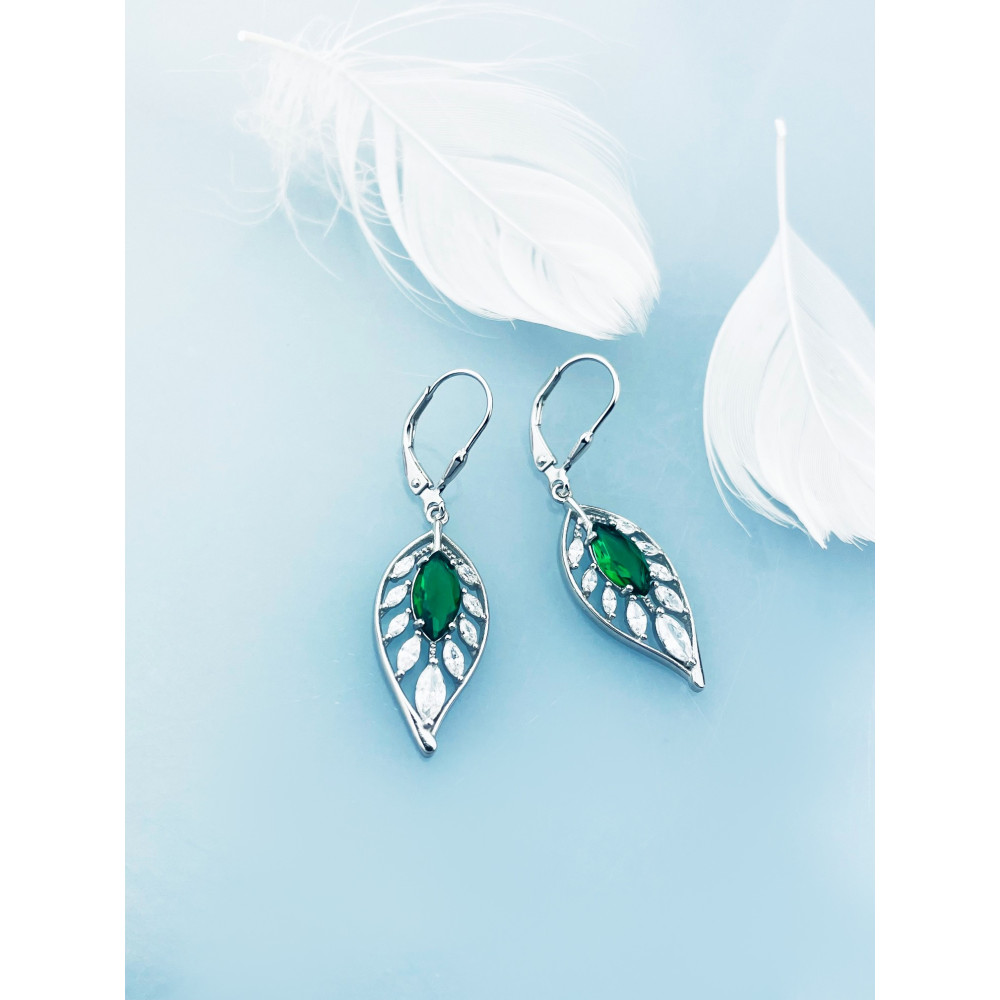 Blatt 925 Silber Ohrringe mit Zirkonia