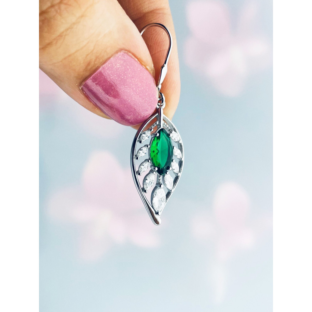 Blatt 925 Silber Ohrringe mit Zirkonia