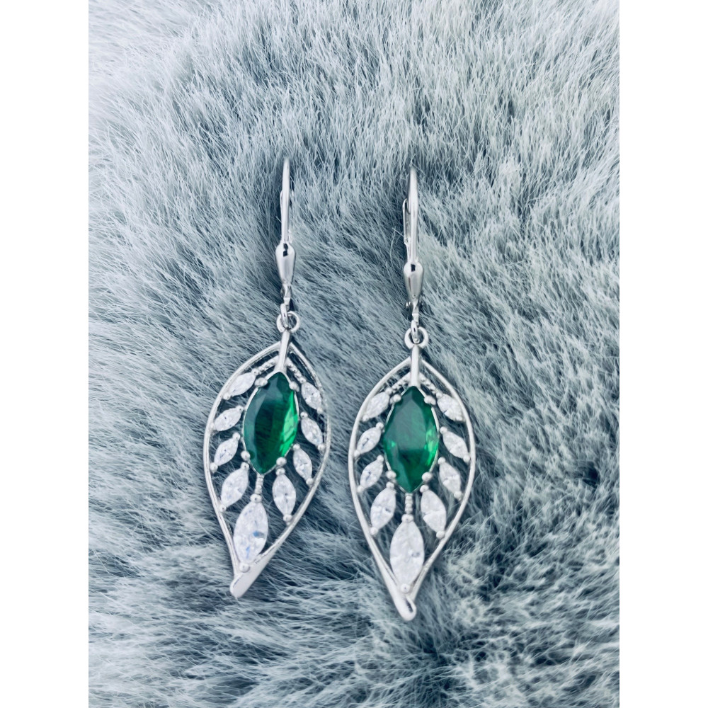 Blatt 925 Silber Ohrringe mit Zirkonia