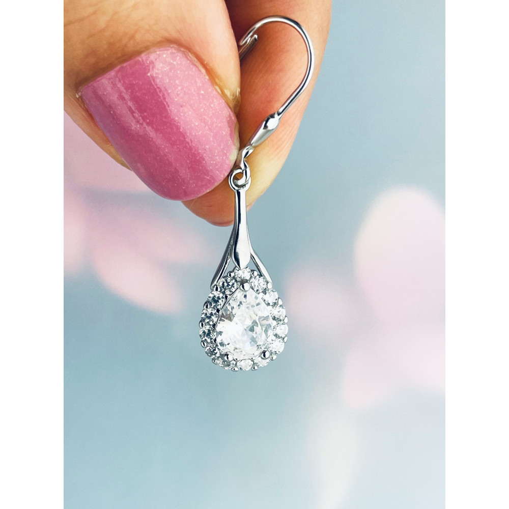 Träne 925 Silber Ohrringe mit Zirkonia