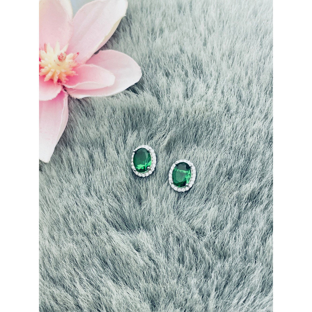 Oval 925 Silber Ohrringe mit Zirkonia