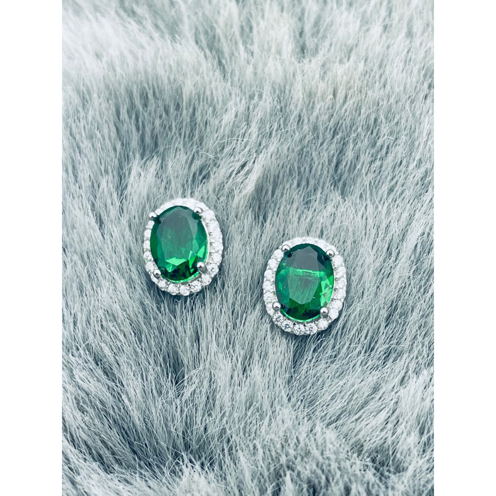 Oval 925 Silber Ohrringe mit Zirkonia