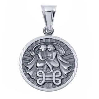 Srebrna zawieszka wisiorek znak zodiaku bliźnięta