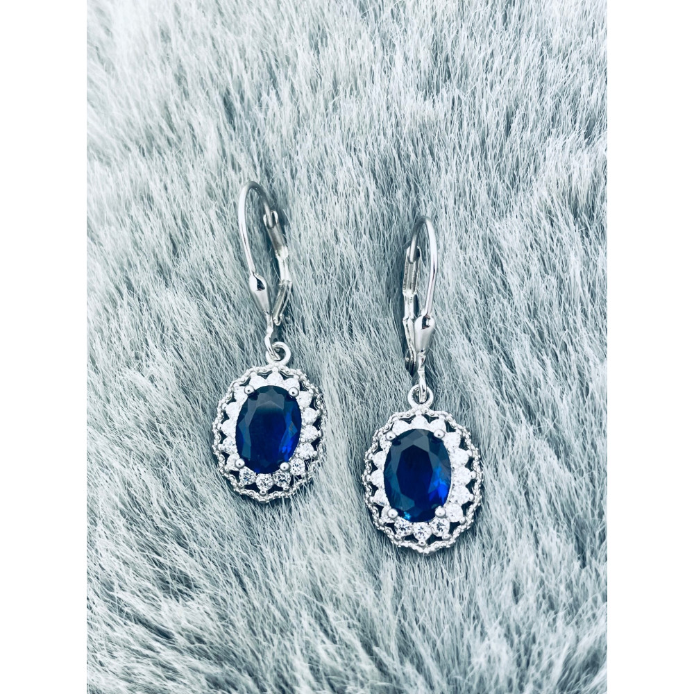 Oval 925 Silber Ohrringe mit Zirkonia