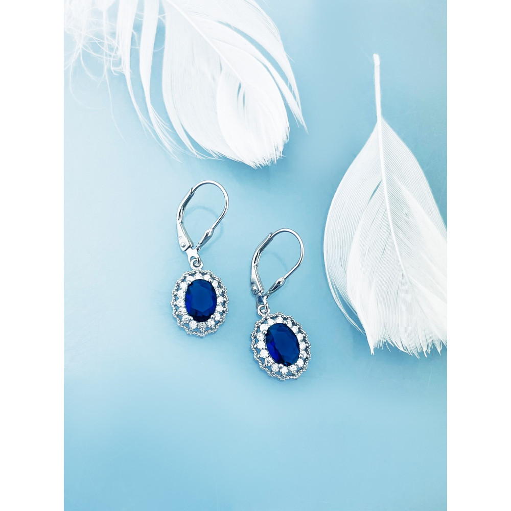 Oval 925 Silber Ohrringe mit Zirkonia