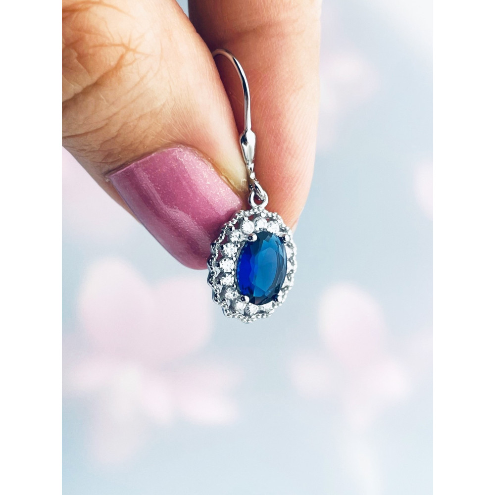 Oval 925 Silber Ohrringe mit Zirkonia