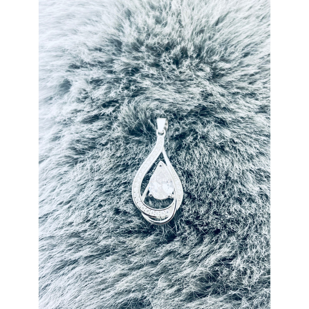 Tropfen 925 Silber Anhänger mit Zirkonia