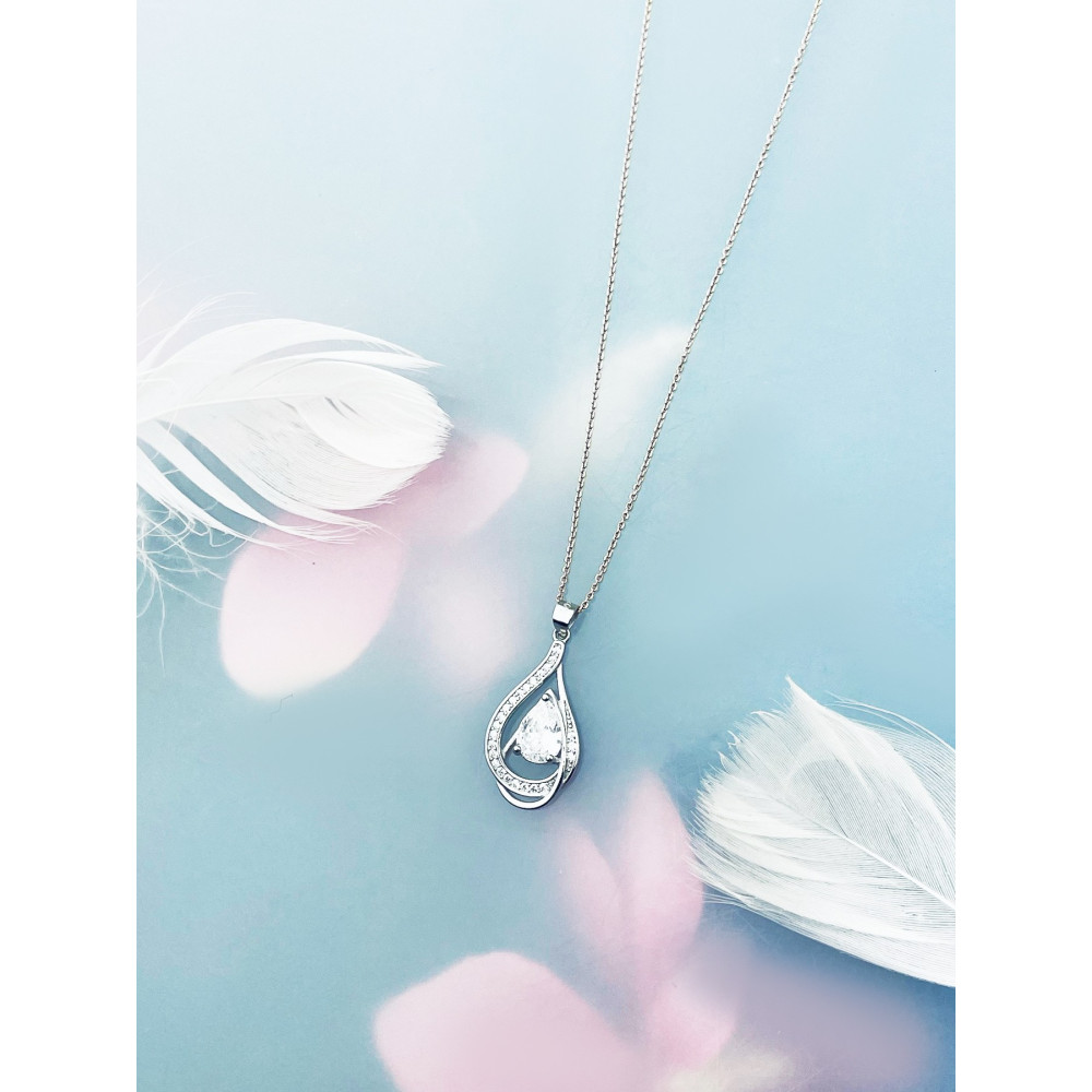 Tropfen 925 Silber Anhänger mit Zirkonia