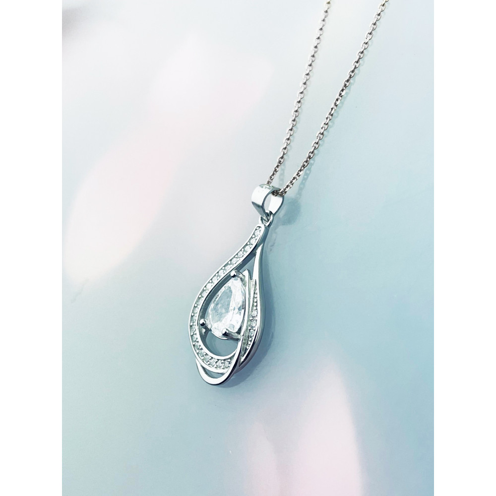 Tropfen 925 Silber Anhänger mit Zirkonia