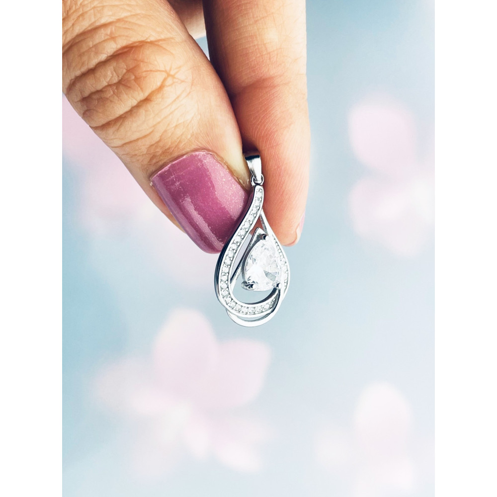 Tropfen 925 Silber Anhänger mit Zirkonia
