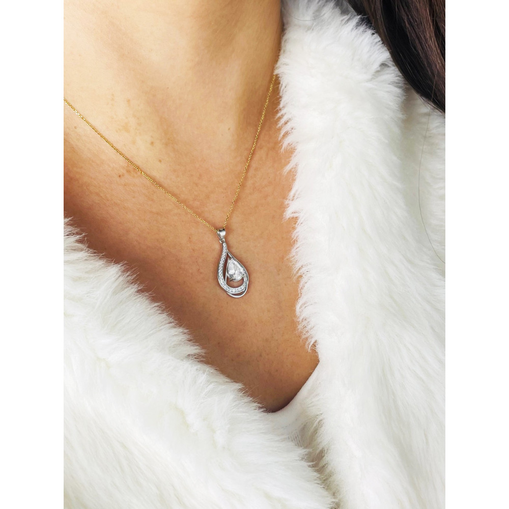 Tropfen 925 Silber Anhänger mit Zirkonia