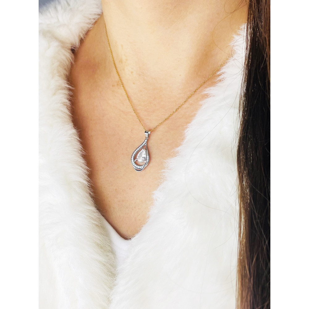 Tropfen 925 Silber Anhänger mit Zirkonia