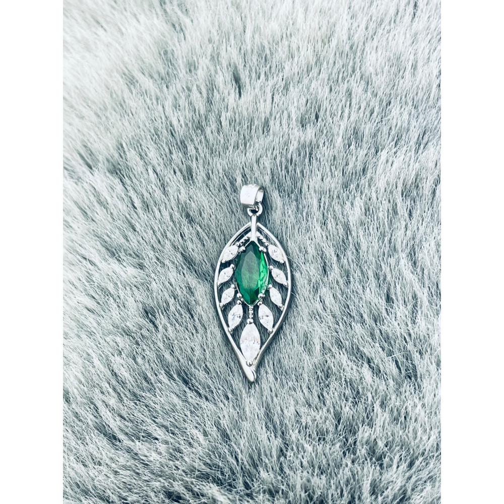 Blatt 925 Silber Anhänger mit Zirkonia