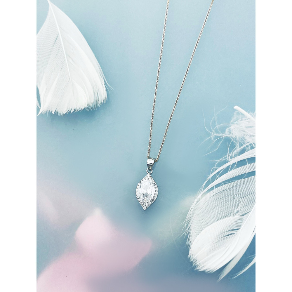 Katzenauge 925 Silber Damen Medaillon Anhänger mit Zirkonia