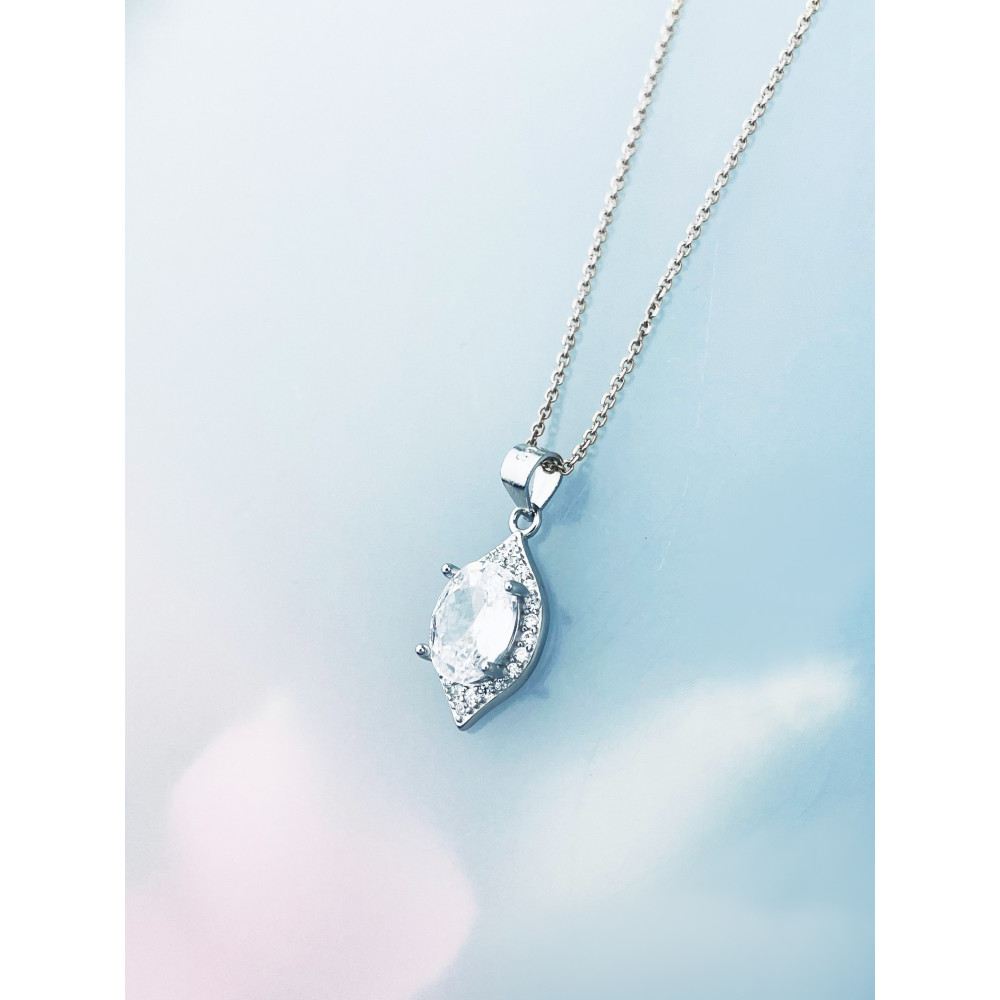 Katzenauge 925 Silber Damen Medaillon Anhänger mit Zirkonia