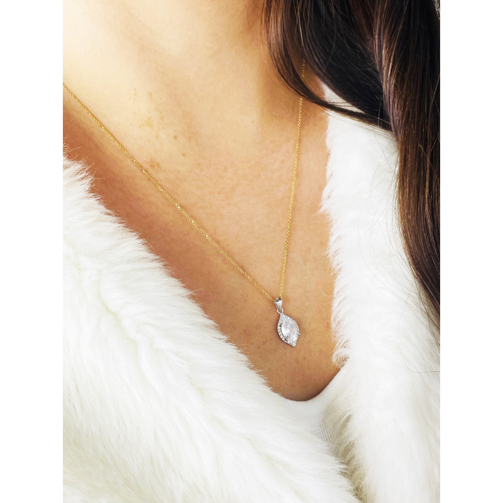 Katzenauge 925 Silber Damen Medaillon Anhänger mit Zirkonia