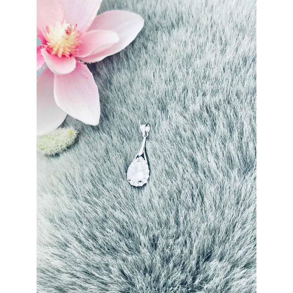 Tropfen 925 Silber Anhänger mit Zirkonia