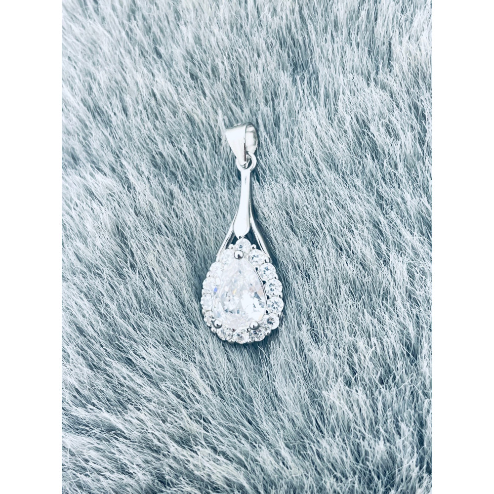 Tropfen 925 Silber Anhänger mit Zirkonia