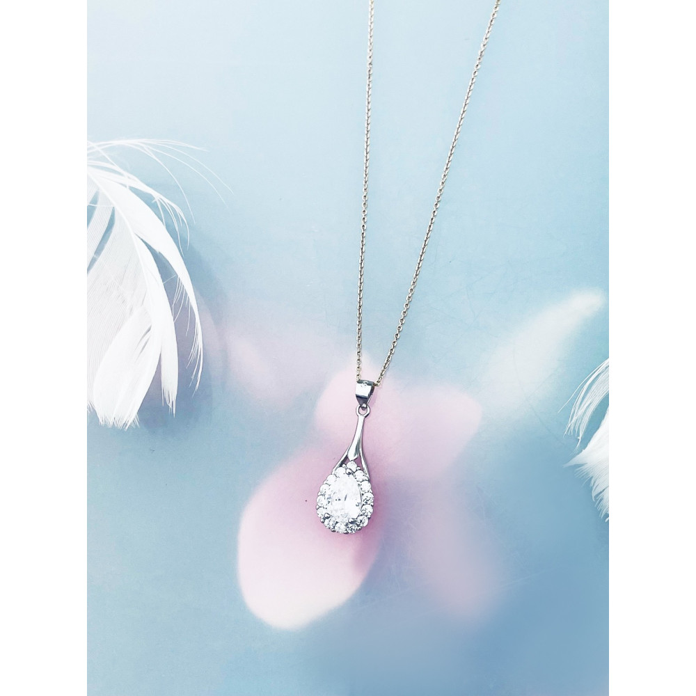 Tropfen 925 Silber Anhänger mit Zirkonia