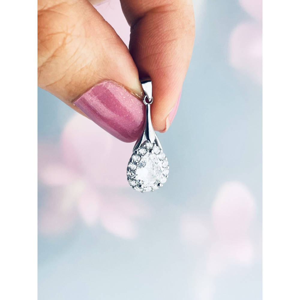 Tropfen 925 Silber Anhänger mit Zirkonia