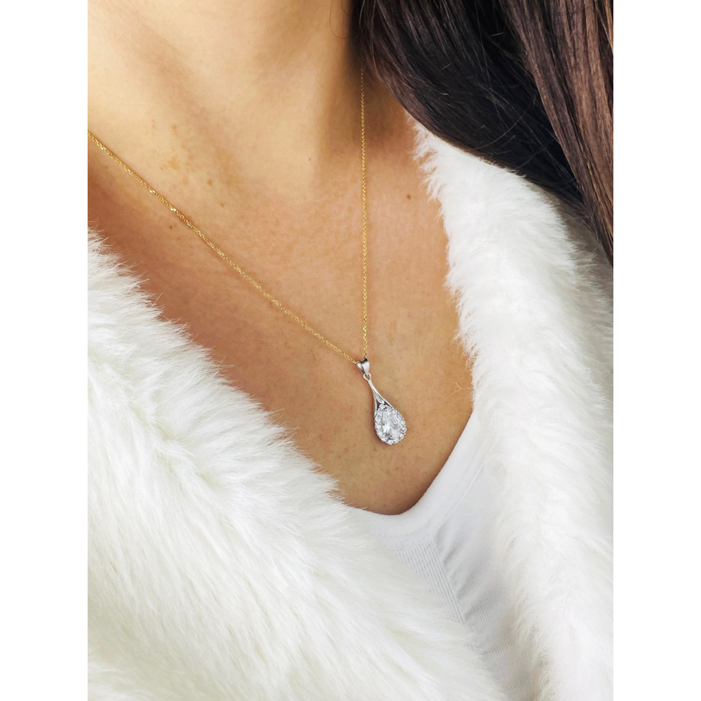 Tropfen 925 Silber Anhänger mit Zirkonia