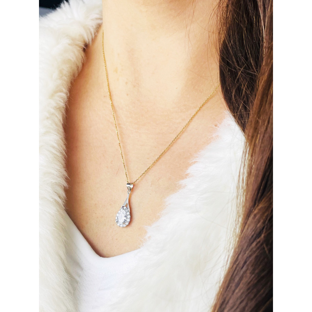 Tropfen 925 Silber Anhänger mit Zirkonia