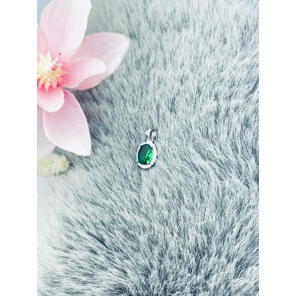 Oval 925 Silber Damen Medaillon Anhänger mit Zirkonia