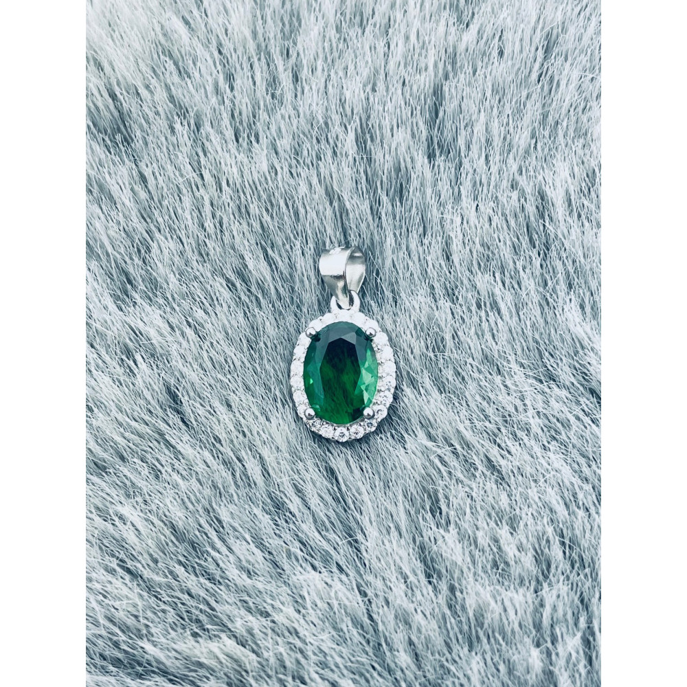 Oval 925 Silber Damen Medaillon Anhänger mit Zirkonia