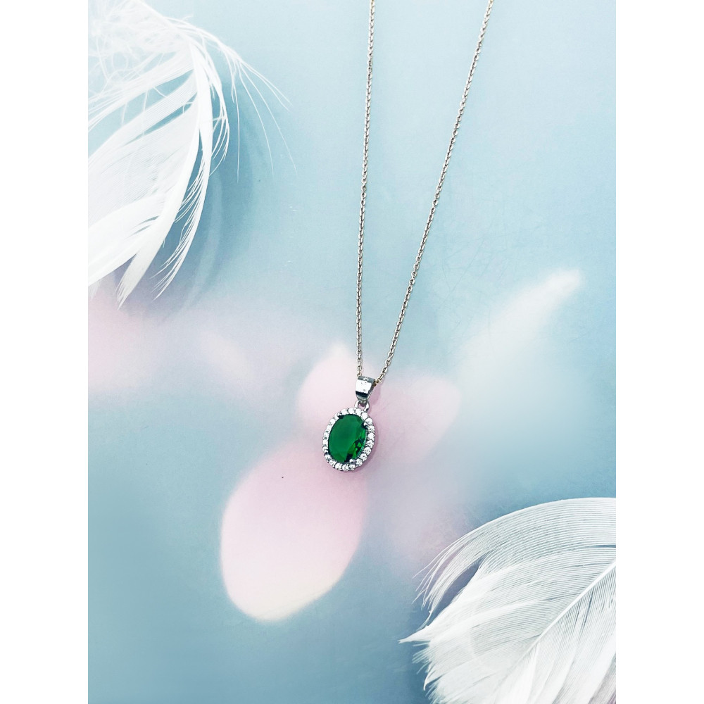 Oval 925 Silber Damen Medaillon Anhänger mit Zirkonia