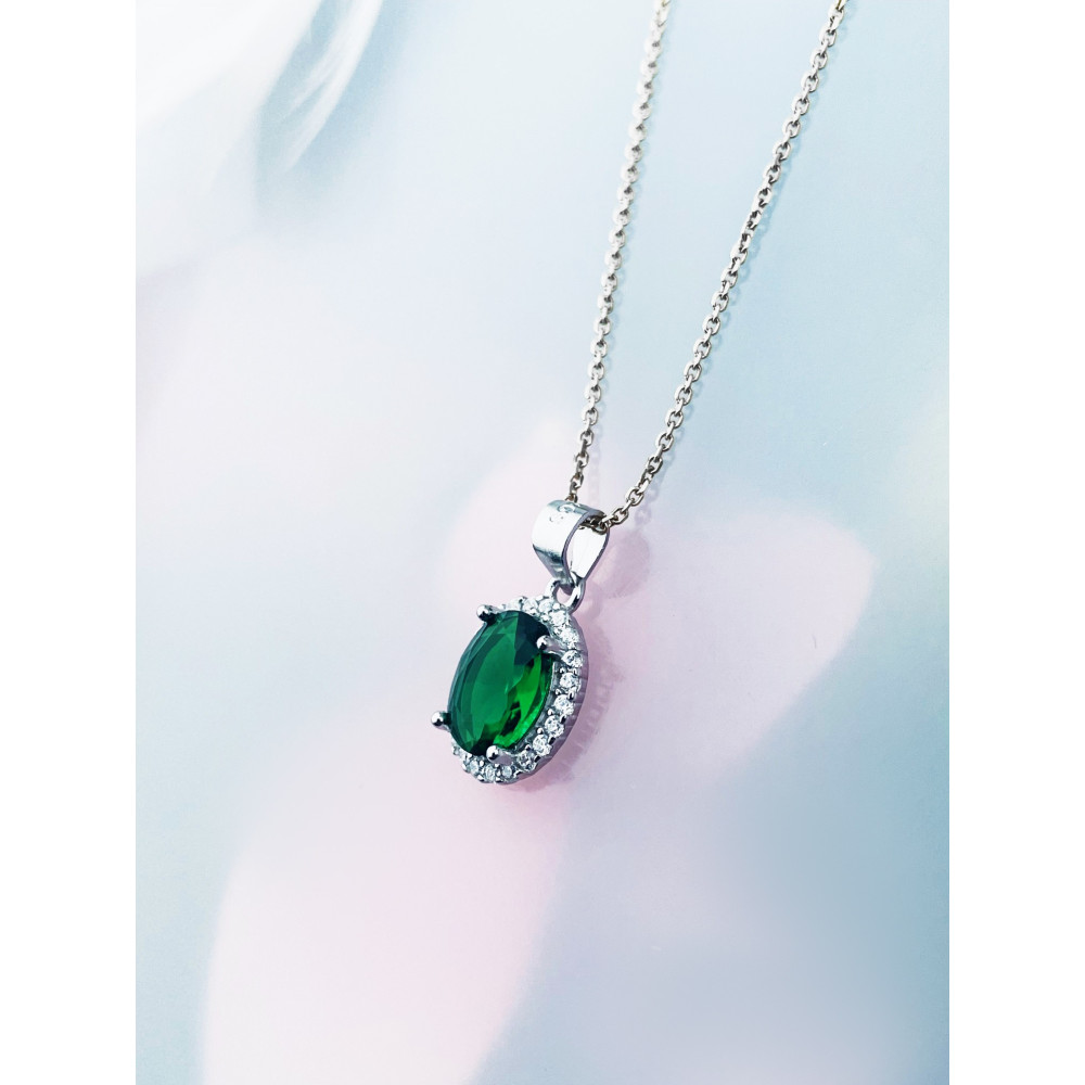 Oval 925 Silber Damen Medaillon Anhänger mit Zirkonia