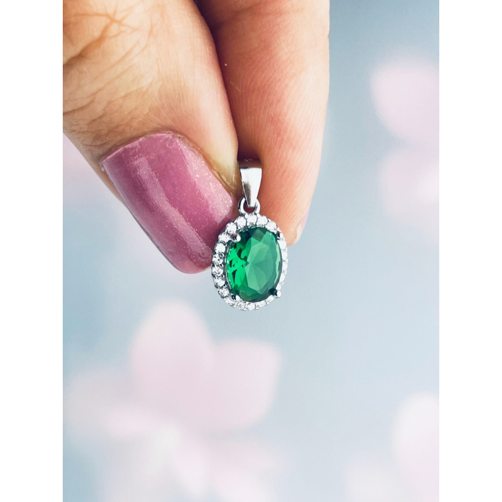 Oval 925 Silber Damen Medaillon Anhänger mit Zirkonia