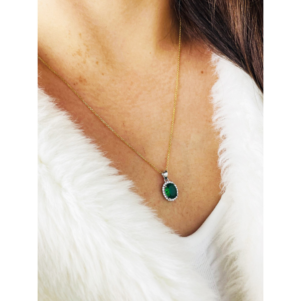 Oval 925 Silber Damen Medaillon Anhänger mit Zirkonia